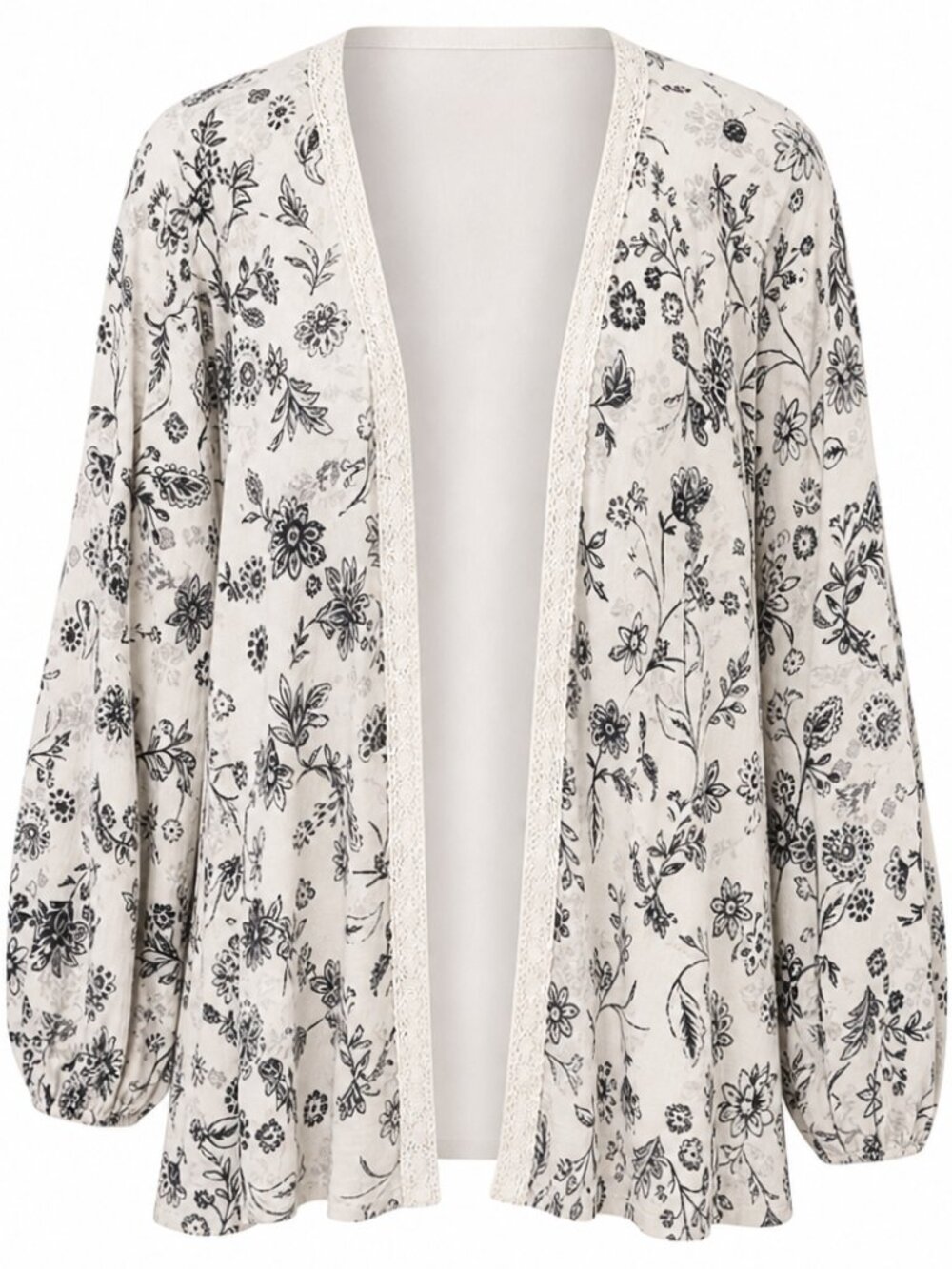 Maurices Plus Size XXL Crochet Trim Paisley Floral Open Front Cardigan Peasant